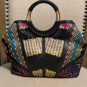 Sharif Multicolor Leather Woven Tote